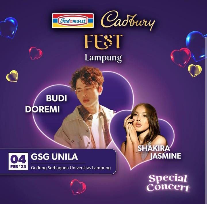 Simak Jadwal Beli Tiket Konser Budi Doremi dan Shakira Jasmine di GSG Unila 4 Februari 2023 Pakai Cadbury