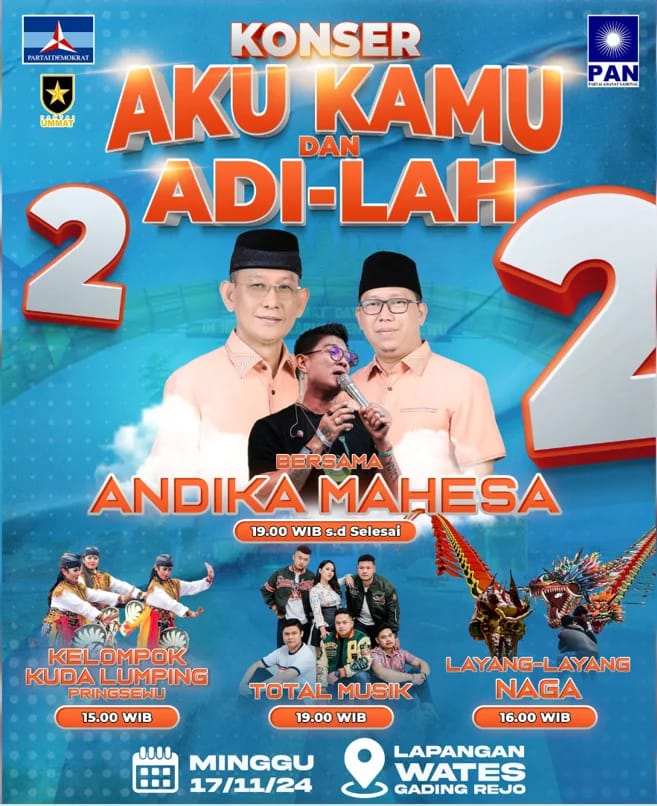 Paslon Nomor Urut 2 Gelar Konser 'Aku, Kamu, dan ADILAH' Bersama Andika Kangen Band di Pringsewu