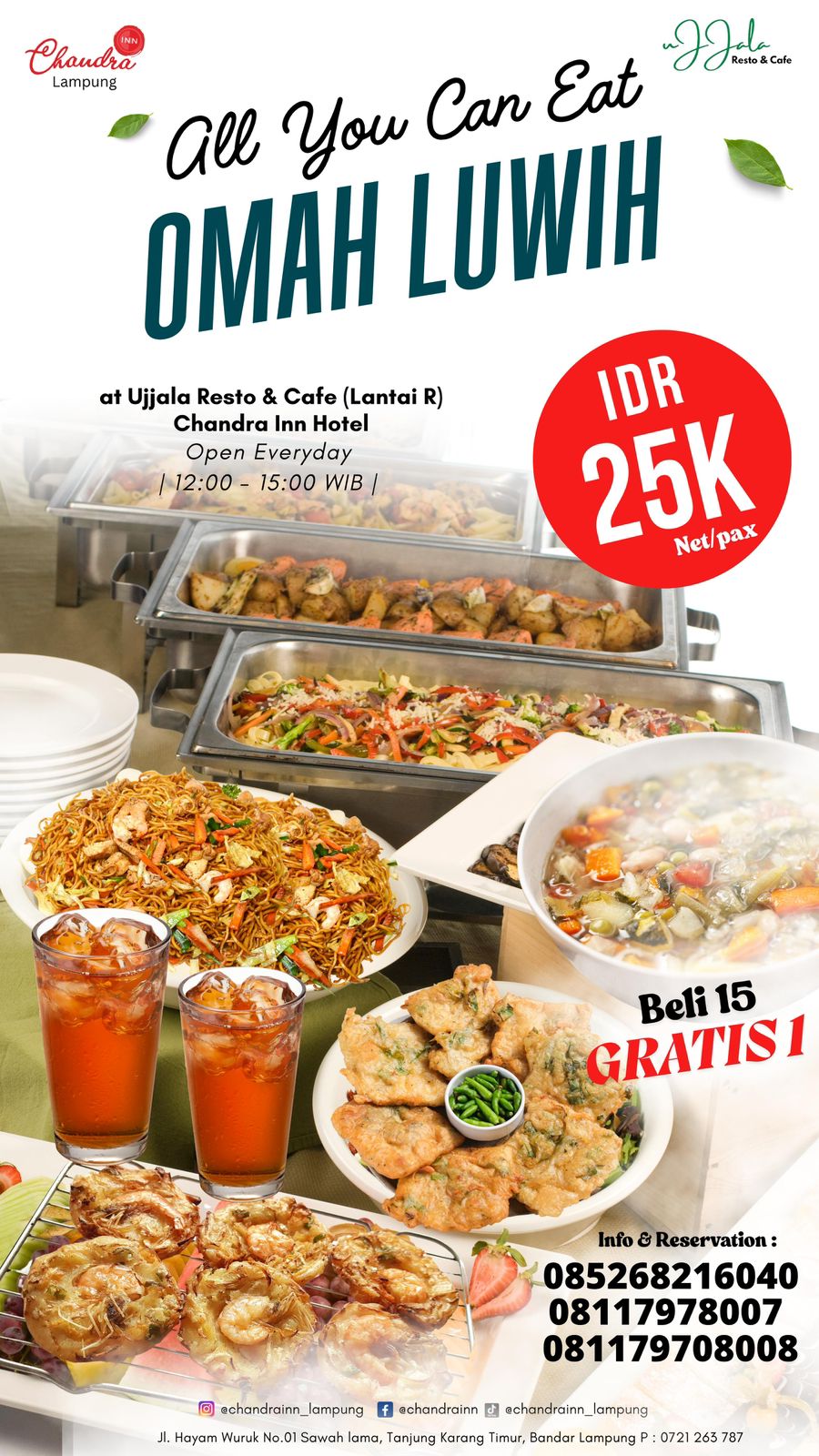 Ujjala Resto and Café Chandra Inn Hotel Tawarkan Paket All You Can Eat Omah Luwih Hanya 25 Ribu Saja!