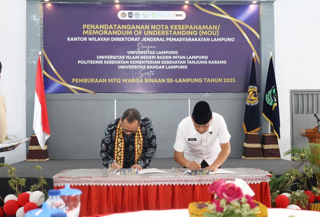 Dorong Pembinaan Humanis dan Inklusif, Unila Teken MoU dengan Lapas Lampung