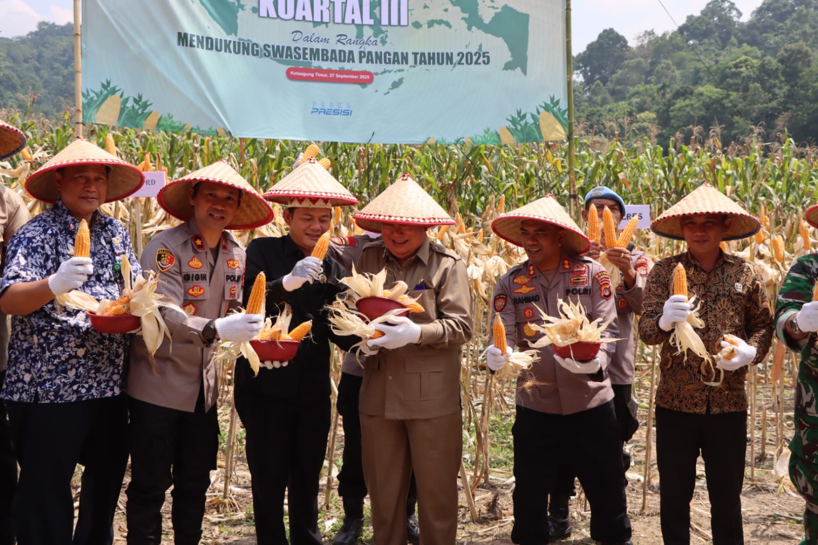 Dukung Ketahanan Pangan, Polres Tanggamus Panen Jagung Kuartal III