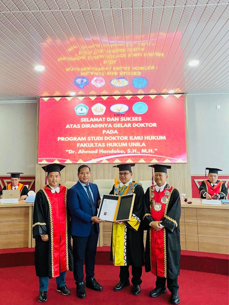 Ahmad Handoko Raih Gelar Doktor Ilmu Hukum Unila, Ketua komisi lll DPR RI Habiburokhman Jadi Penguji Eksternal