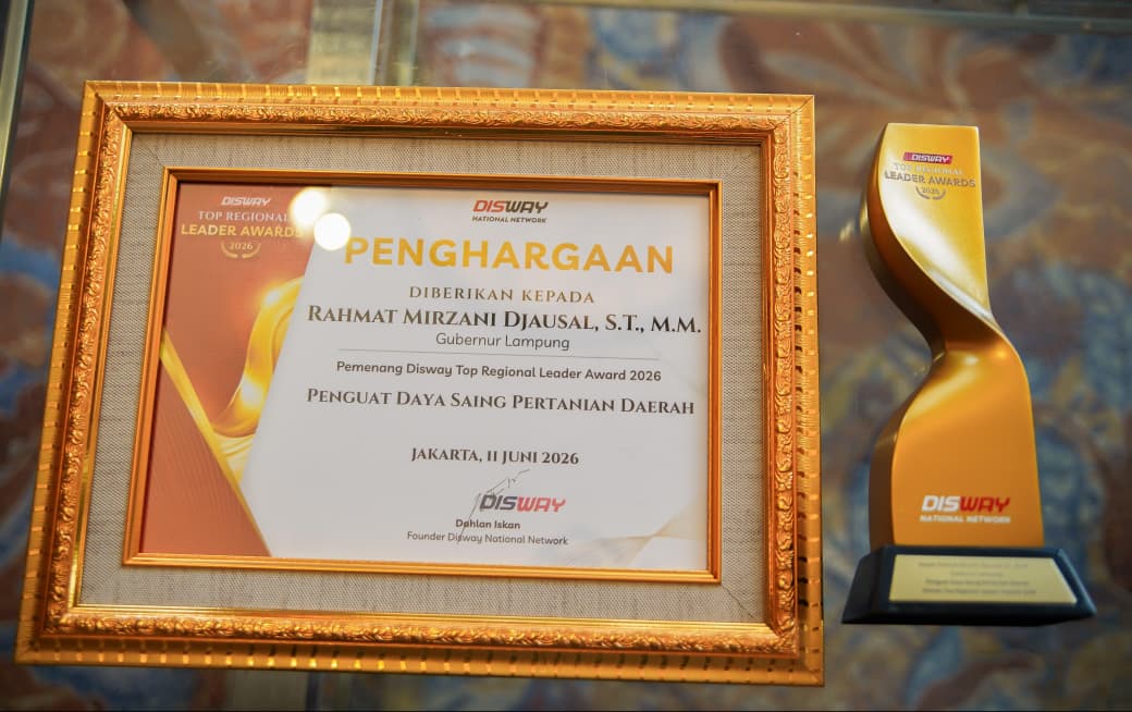 Lampung Torehkan Prestasi Nasional, Gubernur Mirza Raih Penghargaan Pemimpin Daerah Inspiratif Sektor Pertanian