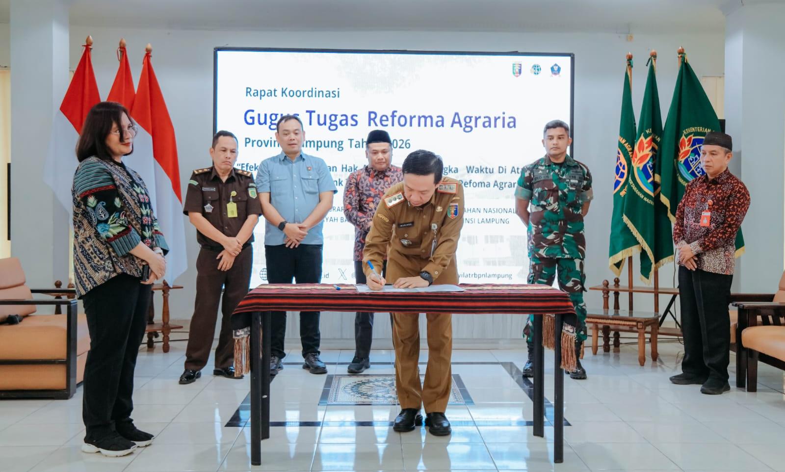 Rakor Gugus Tugas Reforma Agraria Tahun 2026, Pemprov Lampung Dorong Optimalisasi Pemanfaatan Tanah
